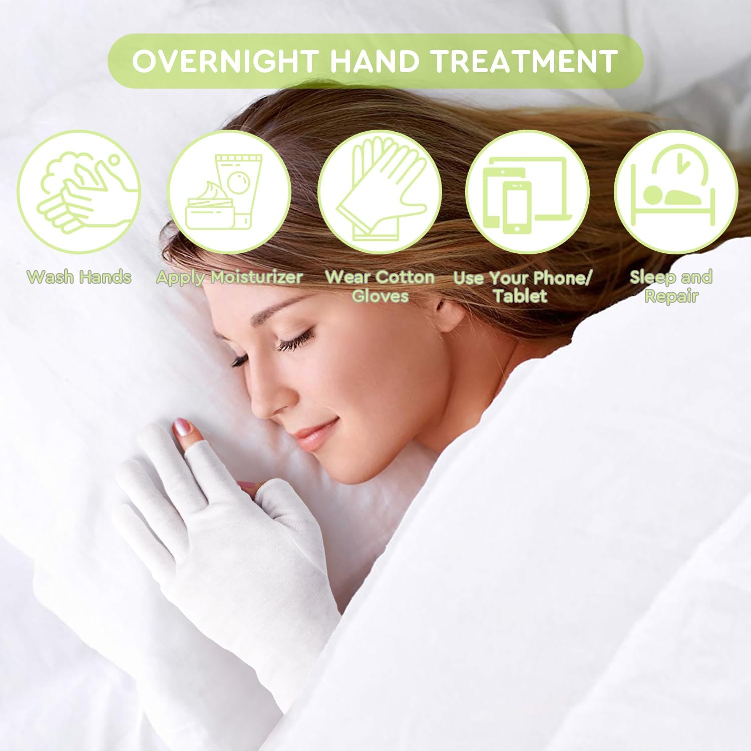 4 Pairs Cotton Moisturizing Gloves Touchscreen - 100% White Cotton Gloves for Dry Hands Sleeping Overnight Lotion Spa Treatment - Moisturizing Night Gloves