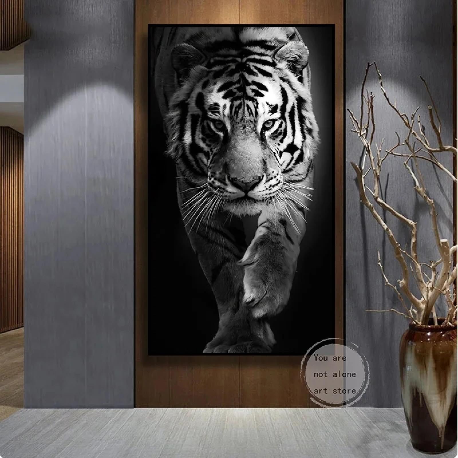 Tableau tigre marchant impression sur toile haute définition - 8