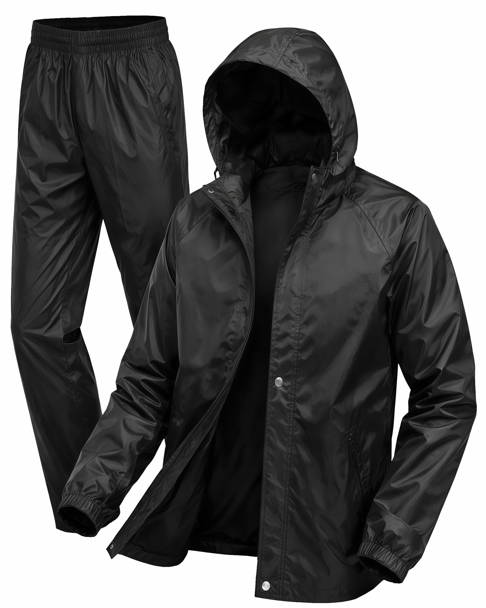 Mens Raincoat Suit with Pant set Classivo Series | Waterproof Lightweight Breathable Rain Wear | Elastic Cuff & Waterproof Zipper Raincoat for men waterproof (IN, Alpha, M, Aquaroyale Black)-picture-49