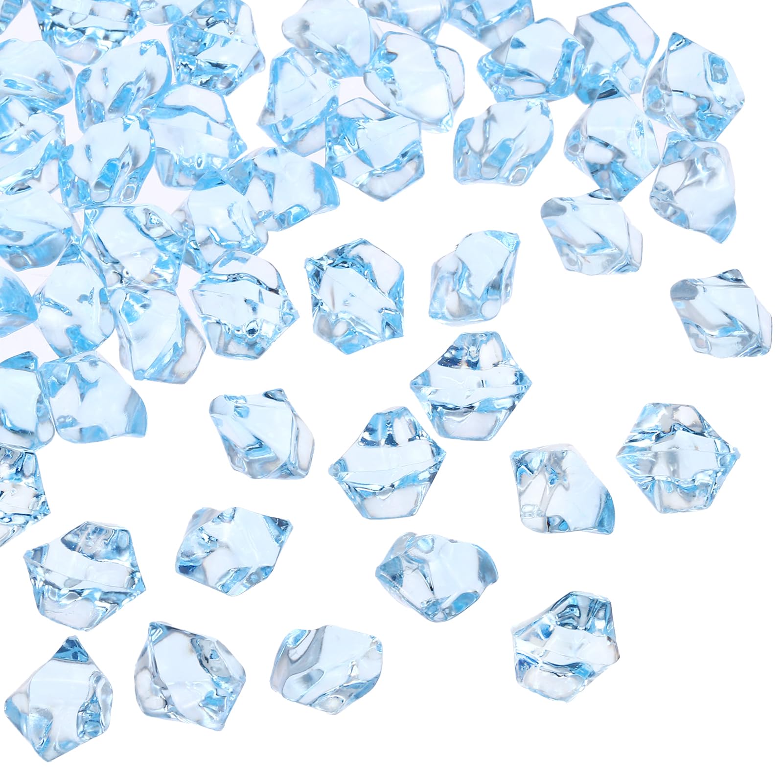 sourcing map 200pcs Fake Ice Rocks Acrylic Light Blue Crystals Gems Stones Dazzling Crushed Ice Sparkling Fake Diamonds for Vase Fillers