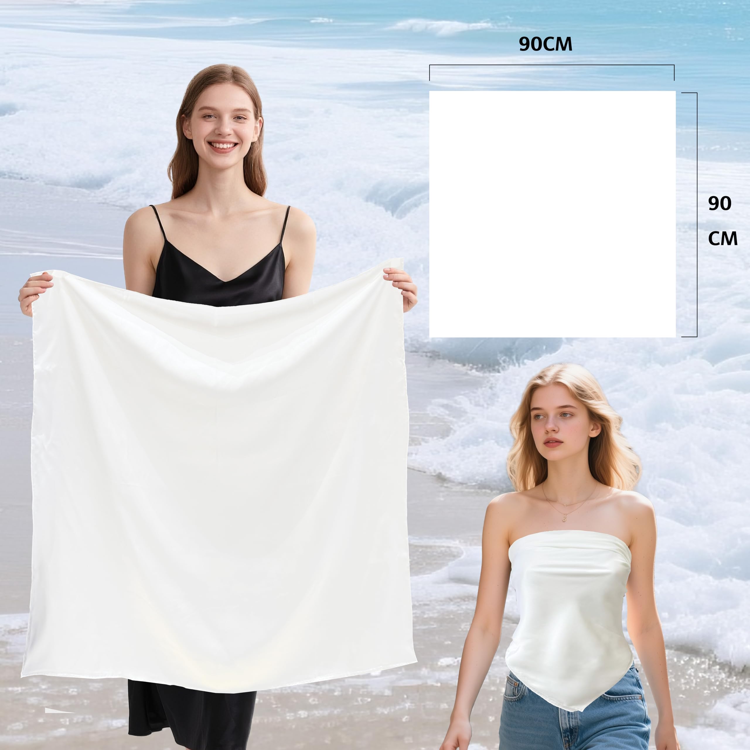 townssilk Pañuelo de seda 100% seda de morera para mujer, 90 x 90 cm, certificado Öko-Tex, lujoso y sedoso liso, pañuelo para el cuello, accesorio de moda cuadrado
