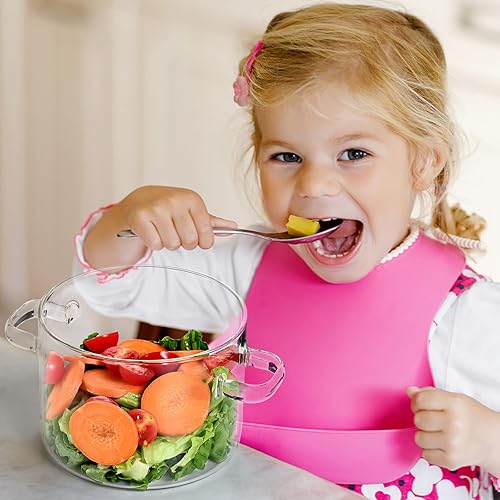 Miniatura 6 de Ollas de vidrio para cocinar en la estufa, olla a fuego lento de 1.5L50 onzas con tapa, alto borosilicato, olla de vidrio de seguridad resistente al