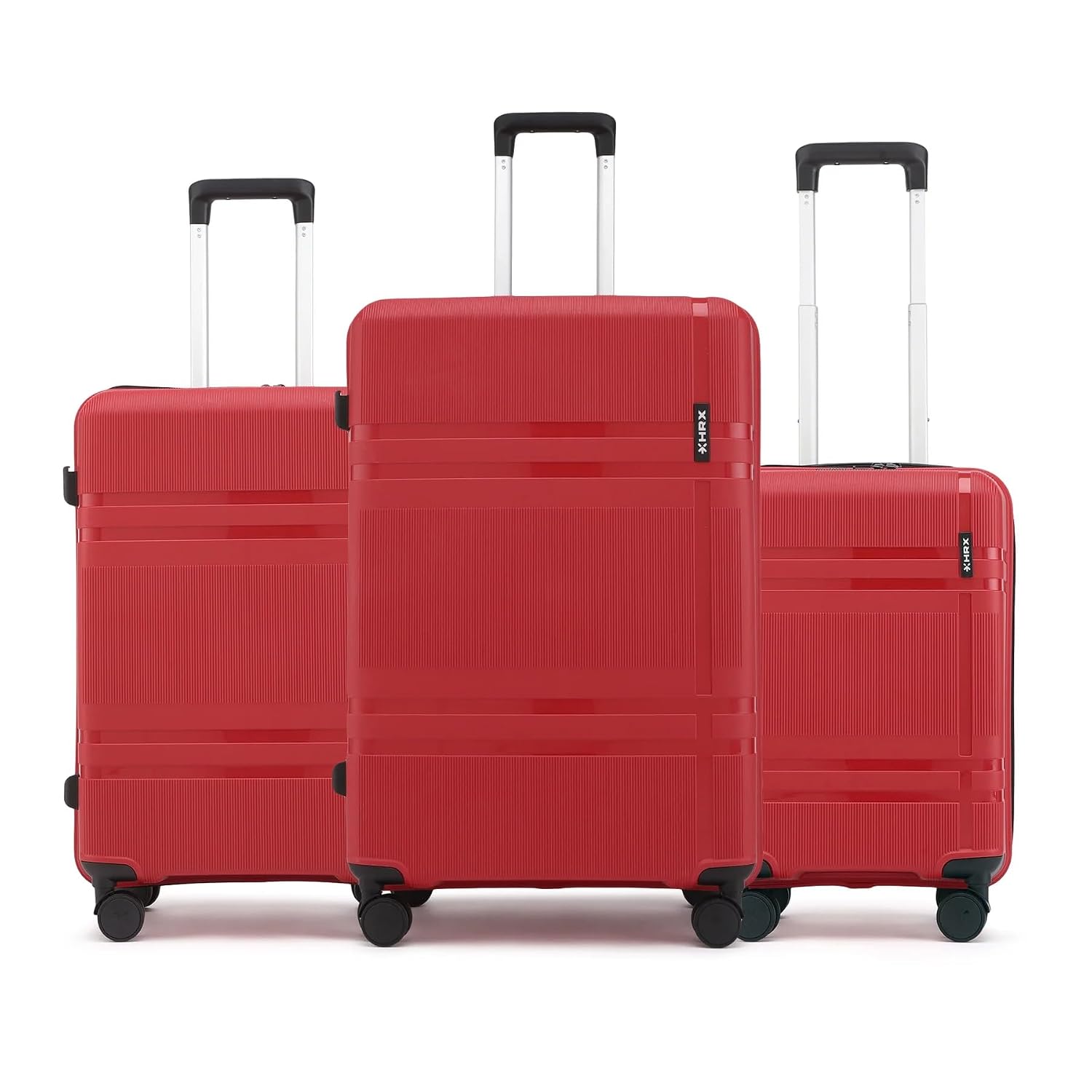 HRX Helium 3-Piece Luggage Set Red Polypropylene Hard Shell Suitcase Set - Premium Travel Trolley Bags with 8 Spinner Wheels, Number Lock & Water Resistant Body