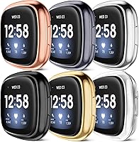 Vista 10 de Paquete de 6 fundas protectoras de pantalla compatibles con Fitbit Sense/Fitbit Versa 3, TPU suave alrededor completo para reloj inteligente Fitbit