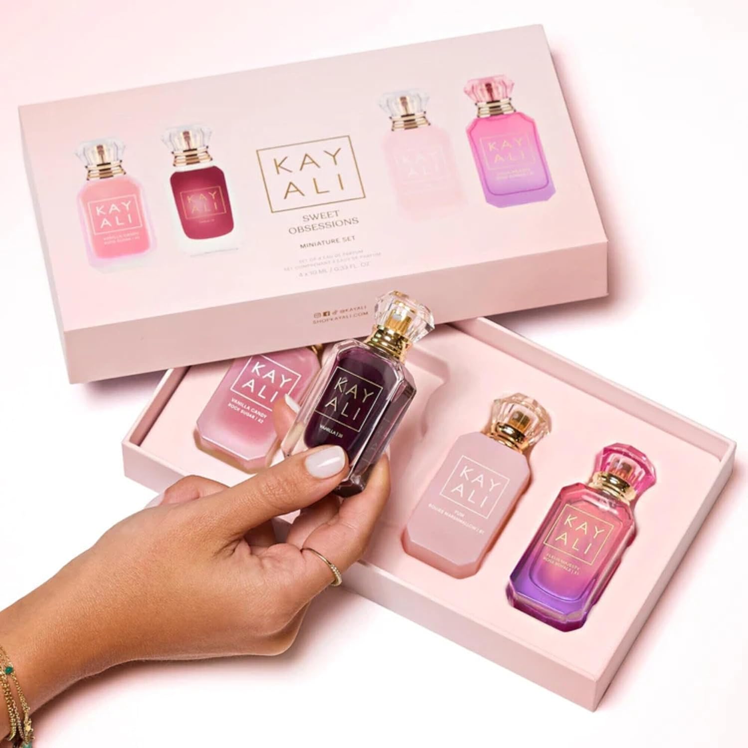 KAYALI Sweet Obsessions Miniature Perfume Gift Set – 4 x 10 mL Eau de Parfum – Vanilla Candy Rock Sugar | 42, Vanilla | 28, Yum Boujee Marshmallow | 81, and Fleur Majesty Rose Royale | 31 - Image 5