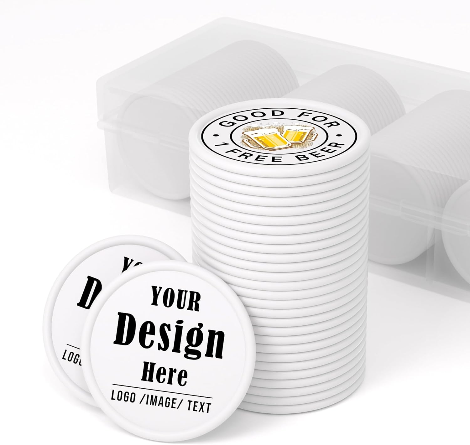 200-1000 Custom Poker Chips for 16 Colors,Personalized Drink Tokens,Double Sided Full Color Print,Design Your Logo Text Images for Bar Party,Business Cards,Expedited Delivery Available