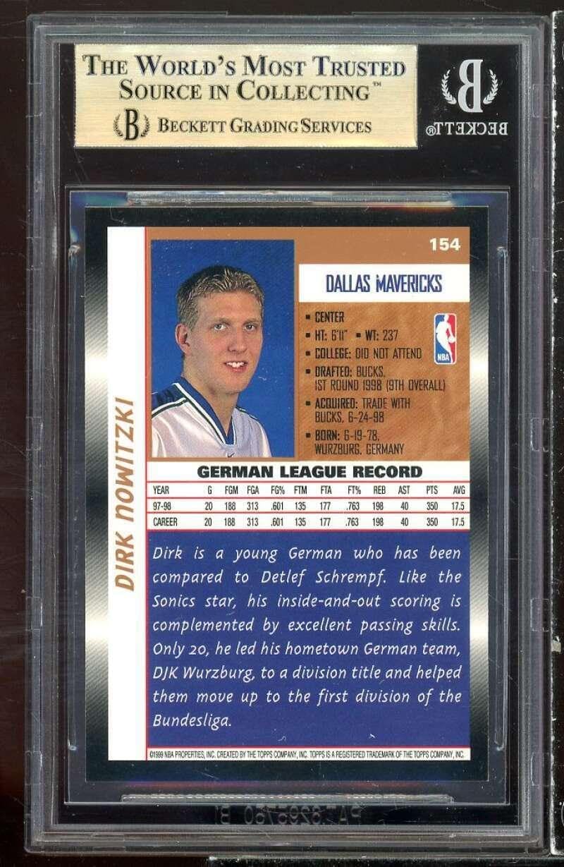 Dirk Nowitzki Rookie Card 1998-99 Topps #154 BGS 9.5 (9.5 9.5 9 9.5) - Basketball Slabbed Rookie Cards