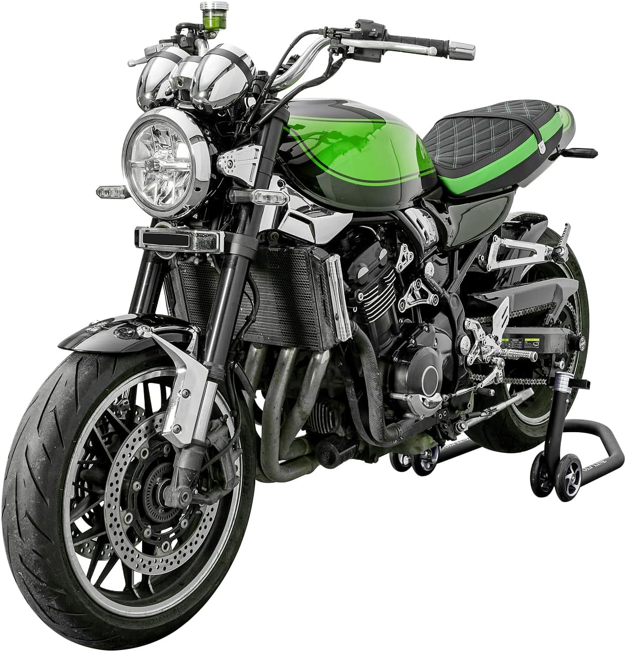 Motorcycle Complete Seat Cushion Pad Low-Profile Fit for Z900RS 2018-2025 Passenger Driver One-Piece Pillion Pressure Relief, Green