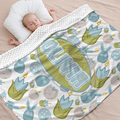 Manta de bebé personalizada Minky para niños y niñas, suave y acogedora forro polar de doble cara con nombre personalizado, regalo perfecto para