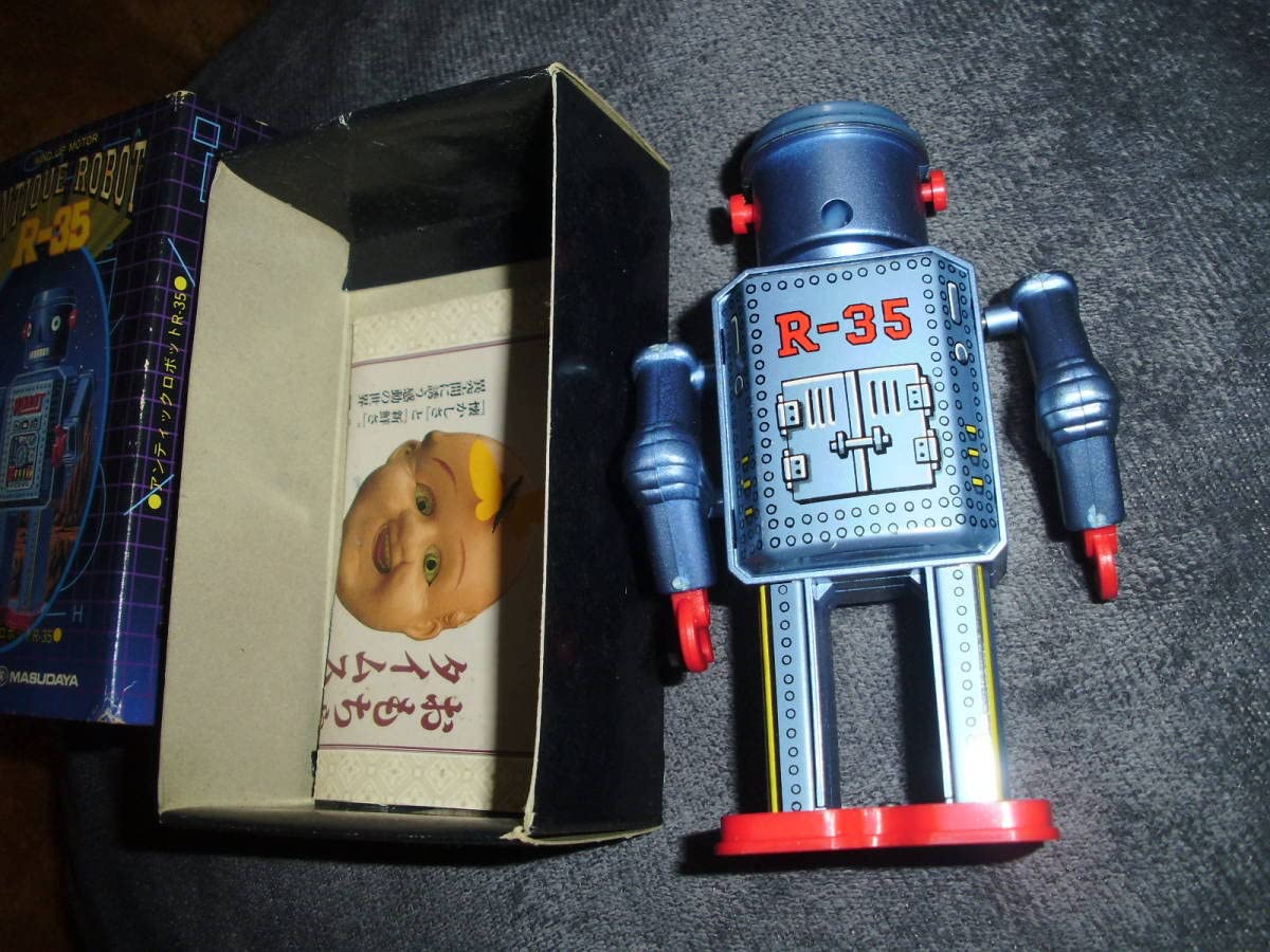 Amazon | 増田屋 ANTIQUE ROBOT R-35 ブリキ ロボット ゼンマイ式 1987