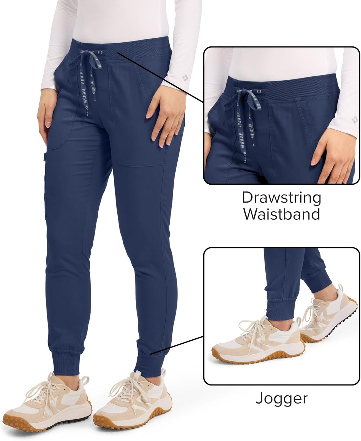 Med Couture Scrub Pants For Women Cargo Jogger Bottoms with 5 Pockets, Lightweight, Ultra Soft, 2-Way Stretch Fabric - MC7710 - Image 2