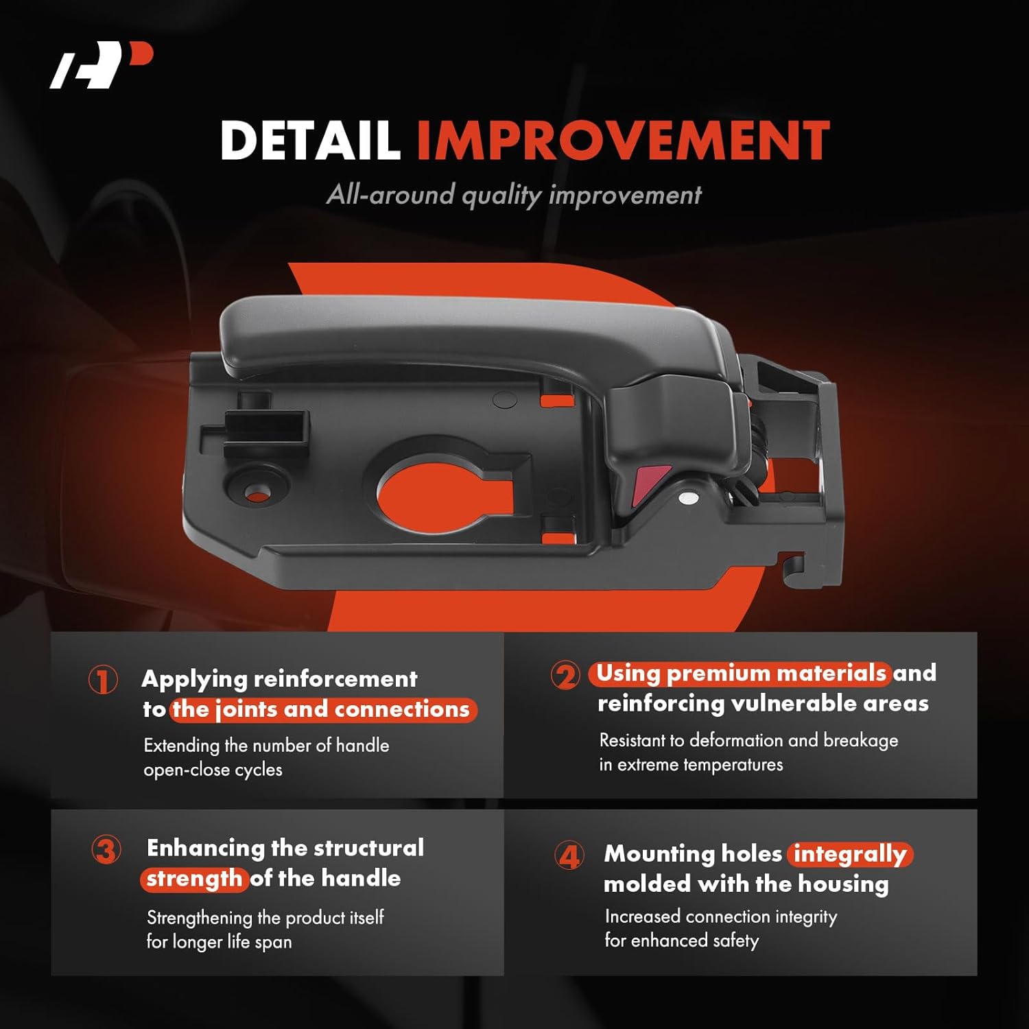 A-Premium Inside Interior Door Handles Compatible with Kia Sedona 2006-2012 & Hyundai Entourage 2007-2010, Black, 2-PC Set, Front Driver and Passenger Side