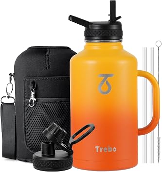 Trebo Insulated Water Bottle 2 L Stainless Steel with Side Handle & Pouch