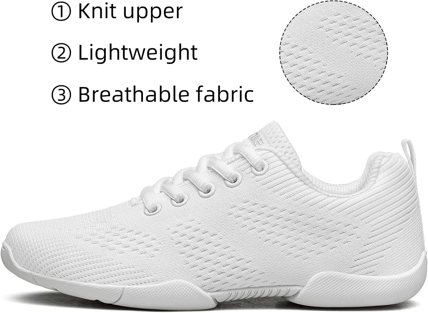 BAXINIER Girls White Cheerleading Shoes Breathable Youth Cheer Competition Sneakers Athletic Training Dance Tennis Walking Shoes - Image 2