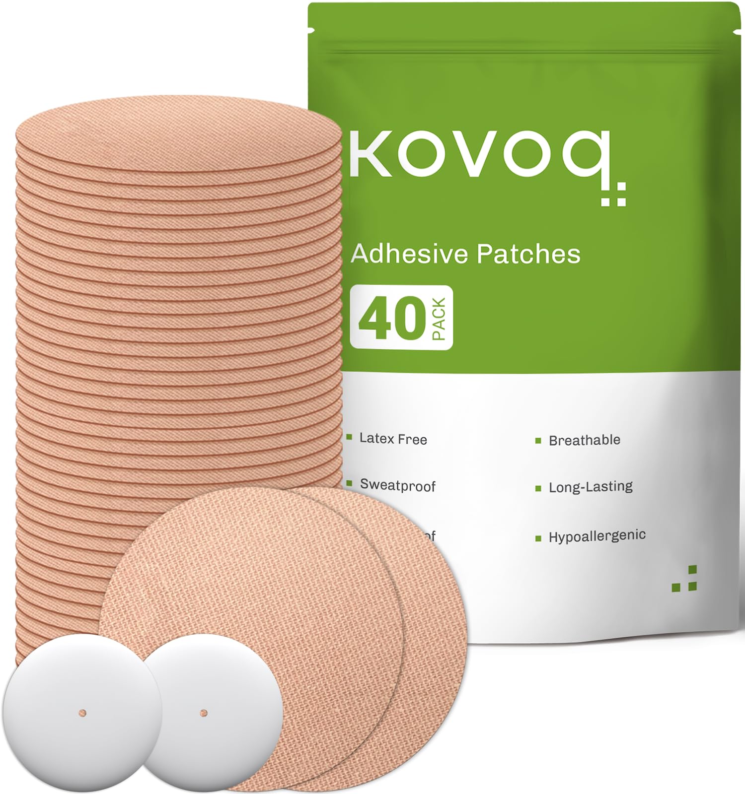 Sensor Covers for Freestyle Libre Sensor, (40 Pack) Adhesive Patches Waterproof & 2 Pack Reusable Hard Shell Covers, CGM Sensor Patches, No Glue on Sensor, Compatible with Libre 1&2, Tan