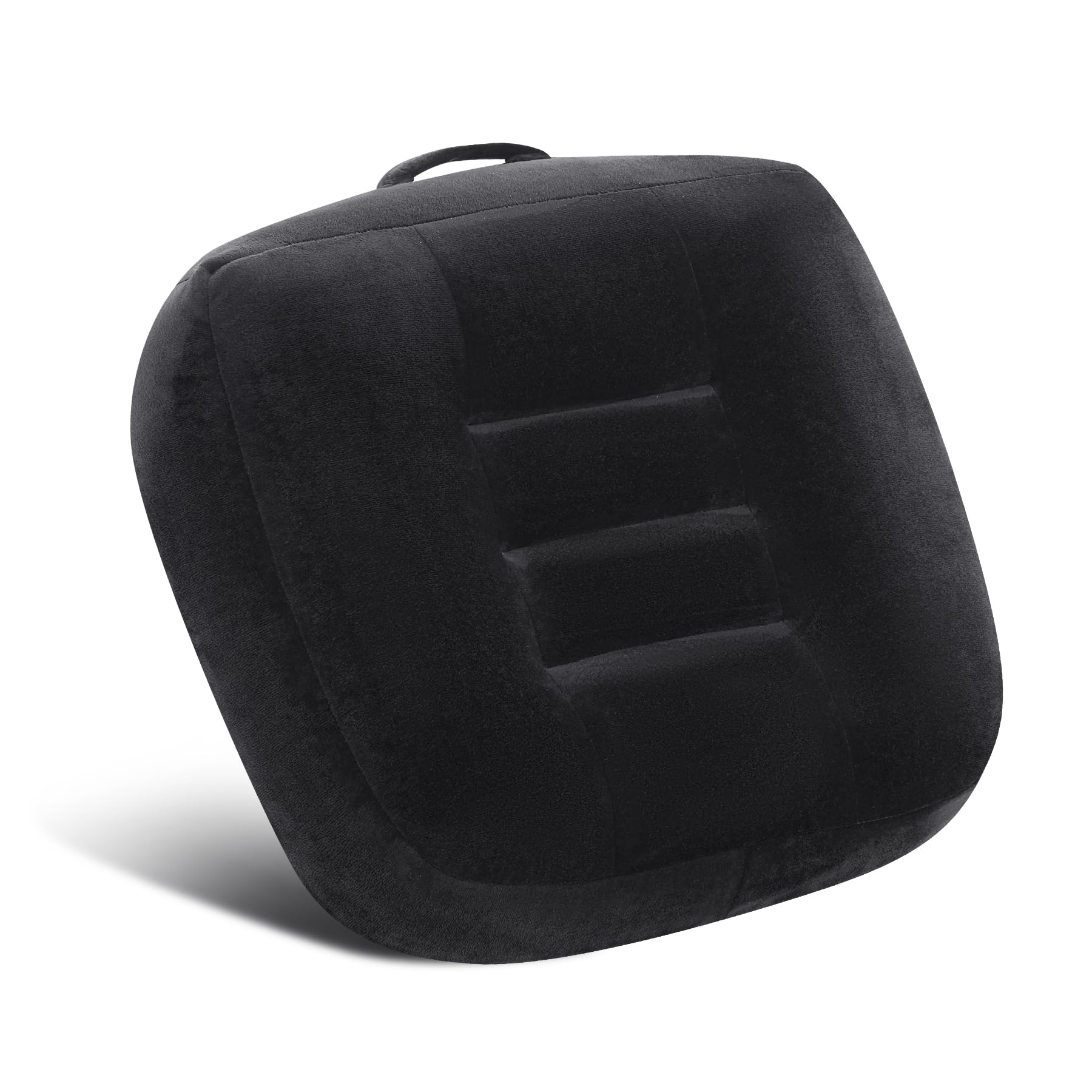 Cojín de asiento extra grande, cojín grueso para silla de oficina, funda de terciopelo con asa y parte inferior antideslizante, relleno de algodón PP, alivio del dolor de coxis (negro, XL)