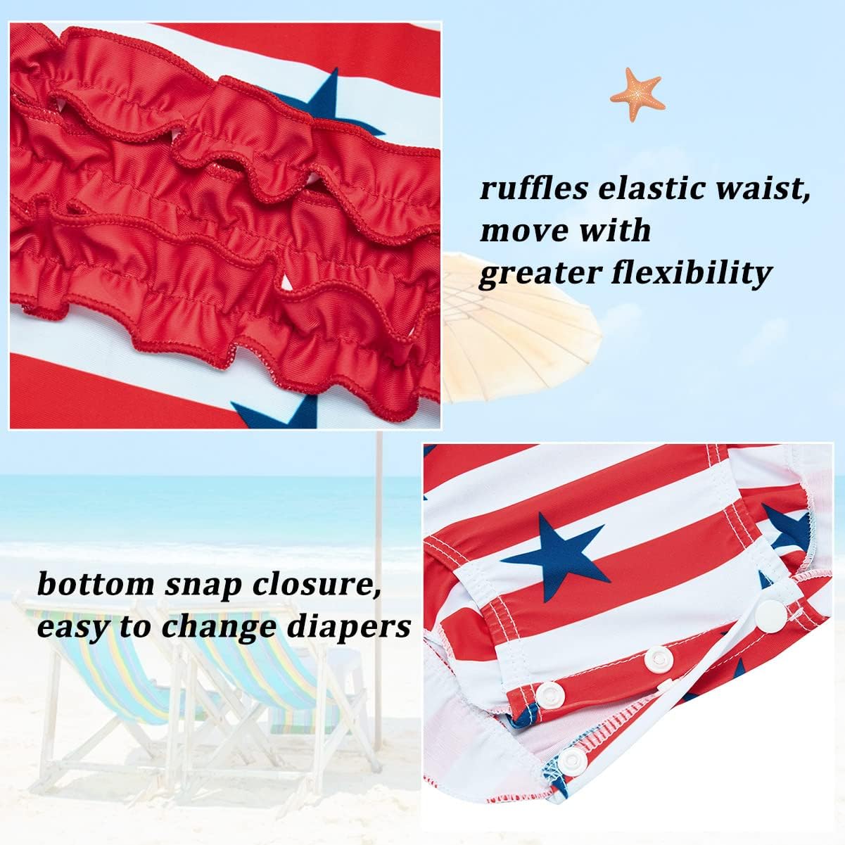 Miniatura 3 de UNICOMIDEA Traje de baño de manga larga con volantes y protección UPF 50+, traje de baño de una pieza para niñas de 3 a 24 meses