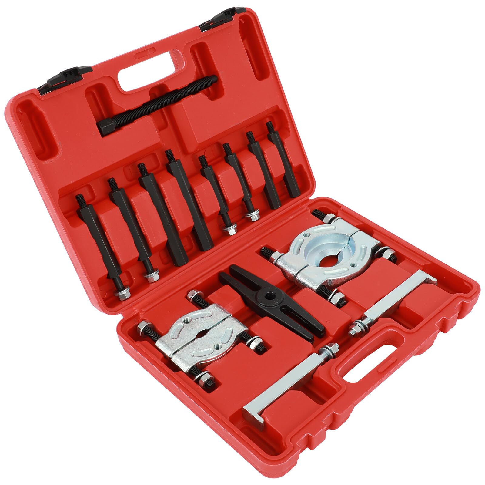Ensemble de 14 extracteurs de roulements, capacité de 5 tonnes, outil de séparation de volant d'inertie robuste, séparateur de type 2 et 3 barres, kit d'outils de séparation de roulements, rouge