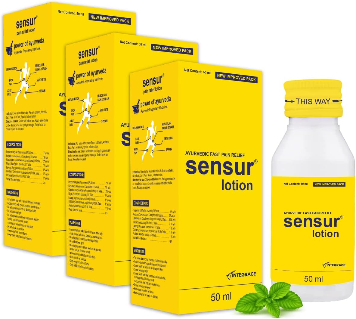 Sensur Natural and Ayurvedic Pain Relief Lotion - (50ml, Pack of 3) | Fast Relief |All Pains, One solution
