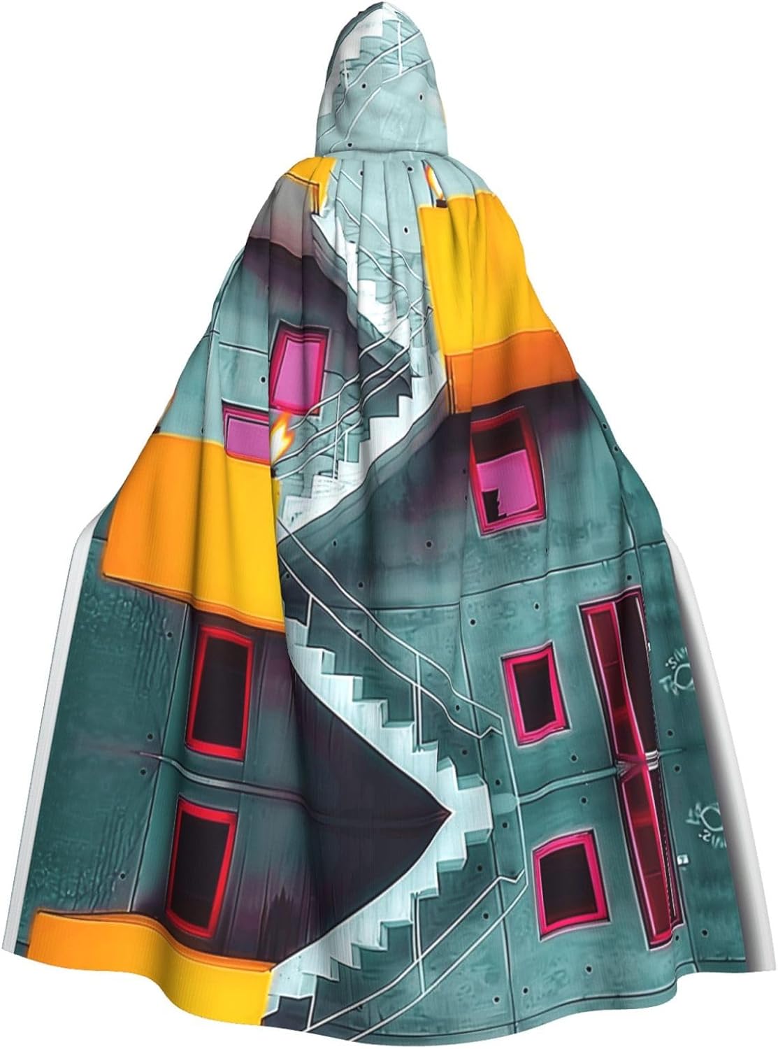 Colorful architecture Unique Darkness Poncho Shawl - Customizable Wearable Blanket for Women, Perfect Halloween Costume Accessory, Knight, Akatsuki, and More