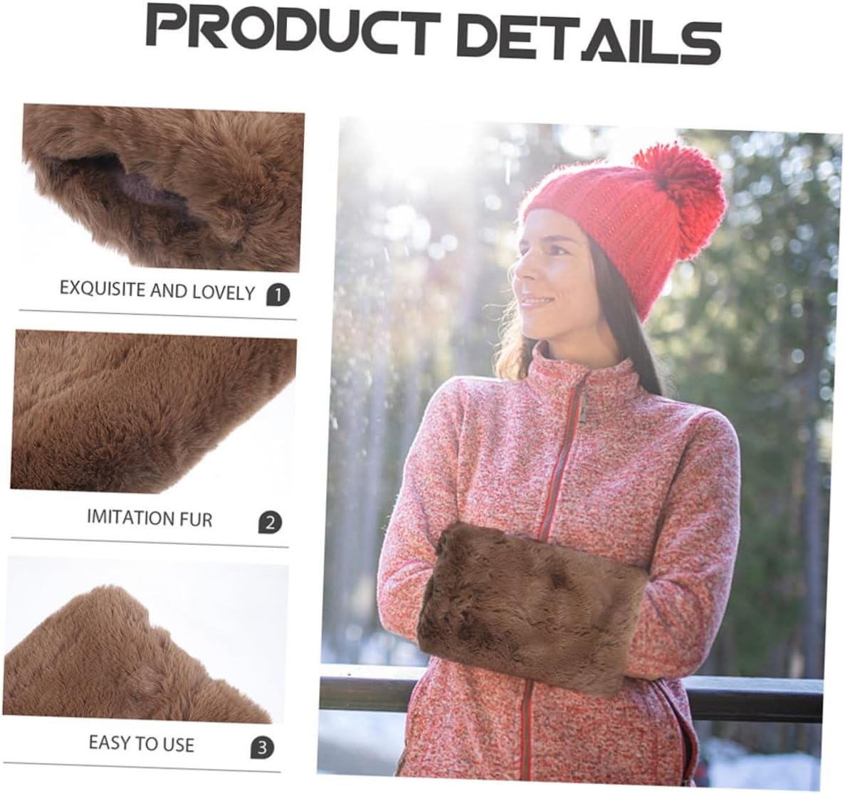 Faux Fur Hand Muffs 2pcs Portable Winter Warmers for Outdoor Use