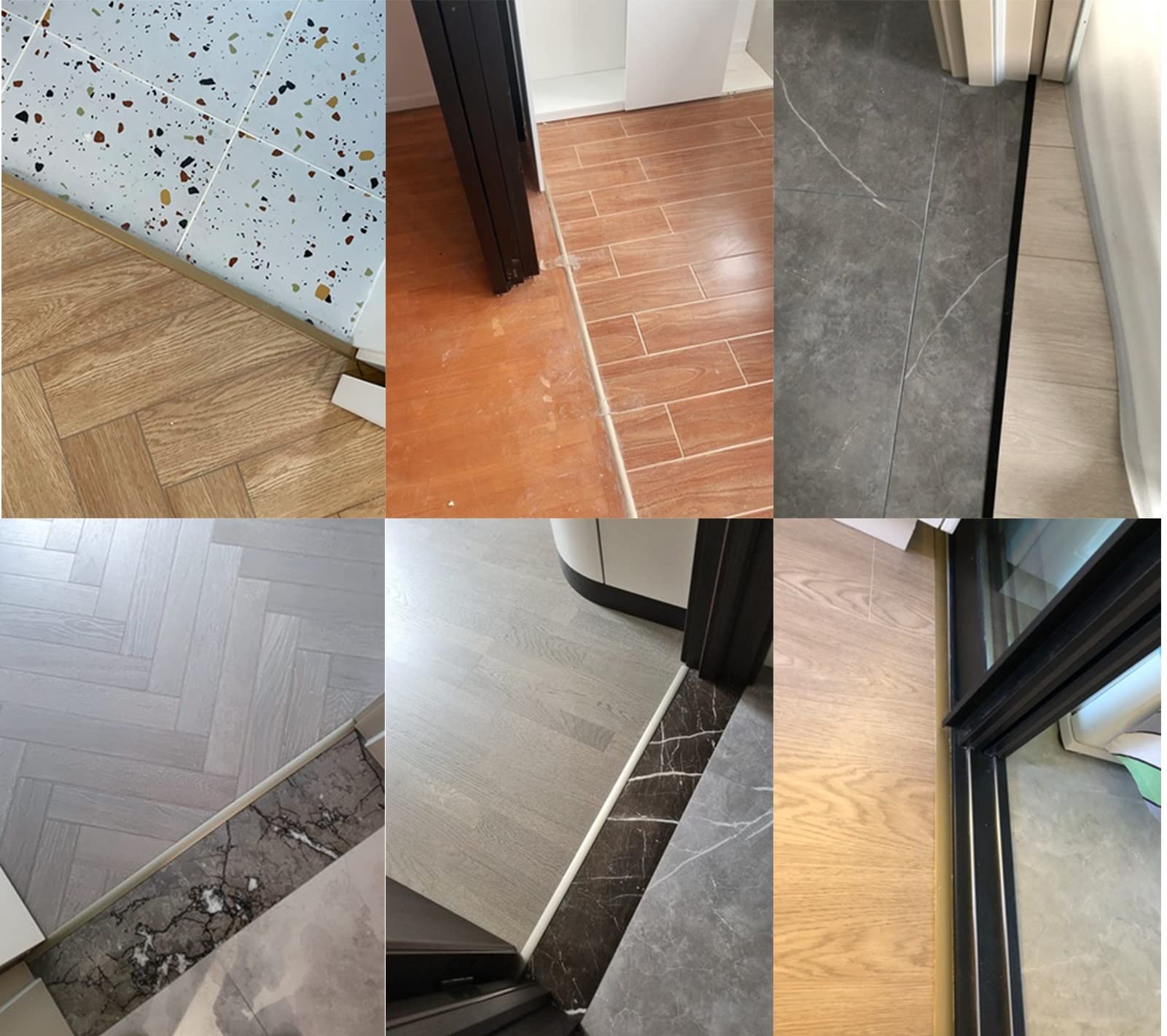 Aluminiowa listwa przejściowa z drewna na płytki, listwy przypodłogowe T-ing do drzwi, listwy wykończeniowe do dywanów, łatwe w montażu