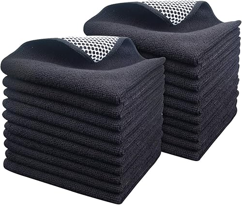 Miniatura 8 de SINLAND Paño de cocina de microfibra para lavar platos trapos de cocina paños de limpieza con lado de polietileno 5 colores surtido de 12 x 12