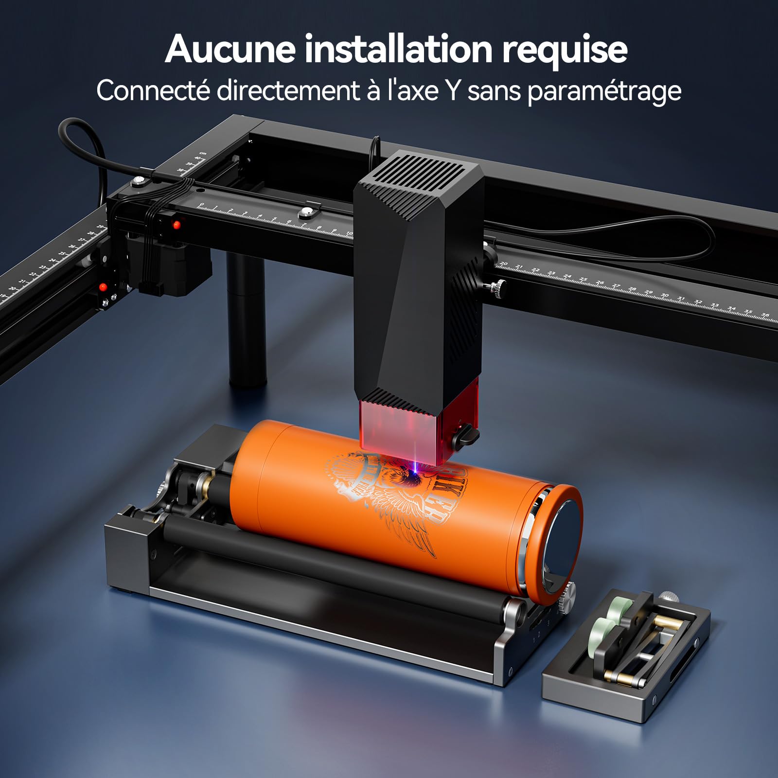 ARot5 Rouleau rotatif à 360° pour gravure d'objets cylindriques, tasses, bouteilles, stylos, réglable de 6 à 100 mm, compatible avec la plupart des machines de découpe et de graveur
