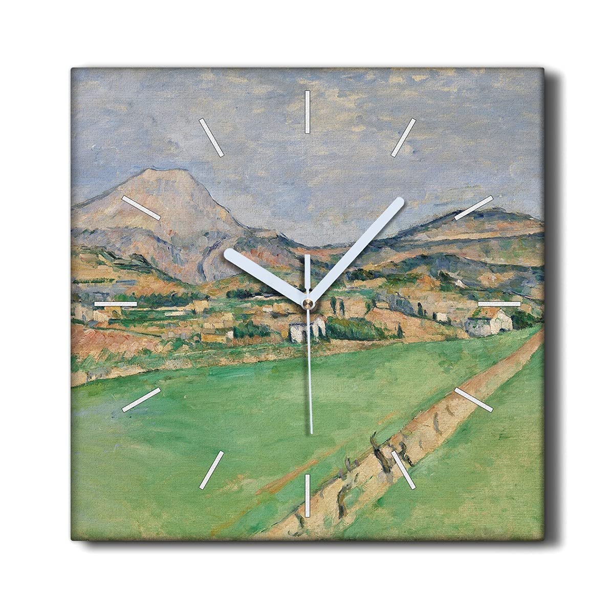 Horloge sur toile decoration murale salon paysage nature 30x30