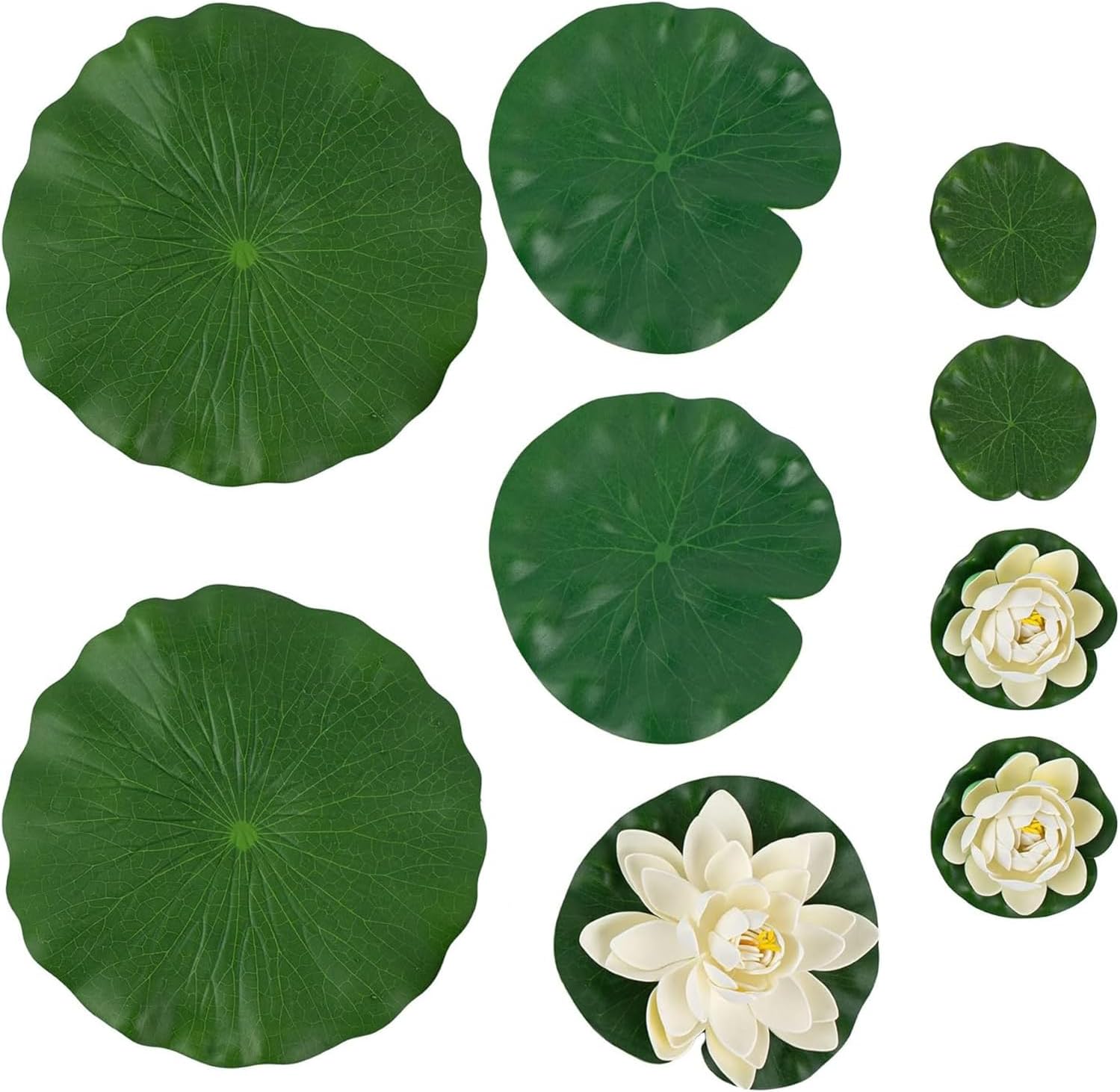 9 Pack Artificial Floating Foam Lotus Flower Decor Realistic Water Lily Pads Ornaments for Ponds Decoration