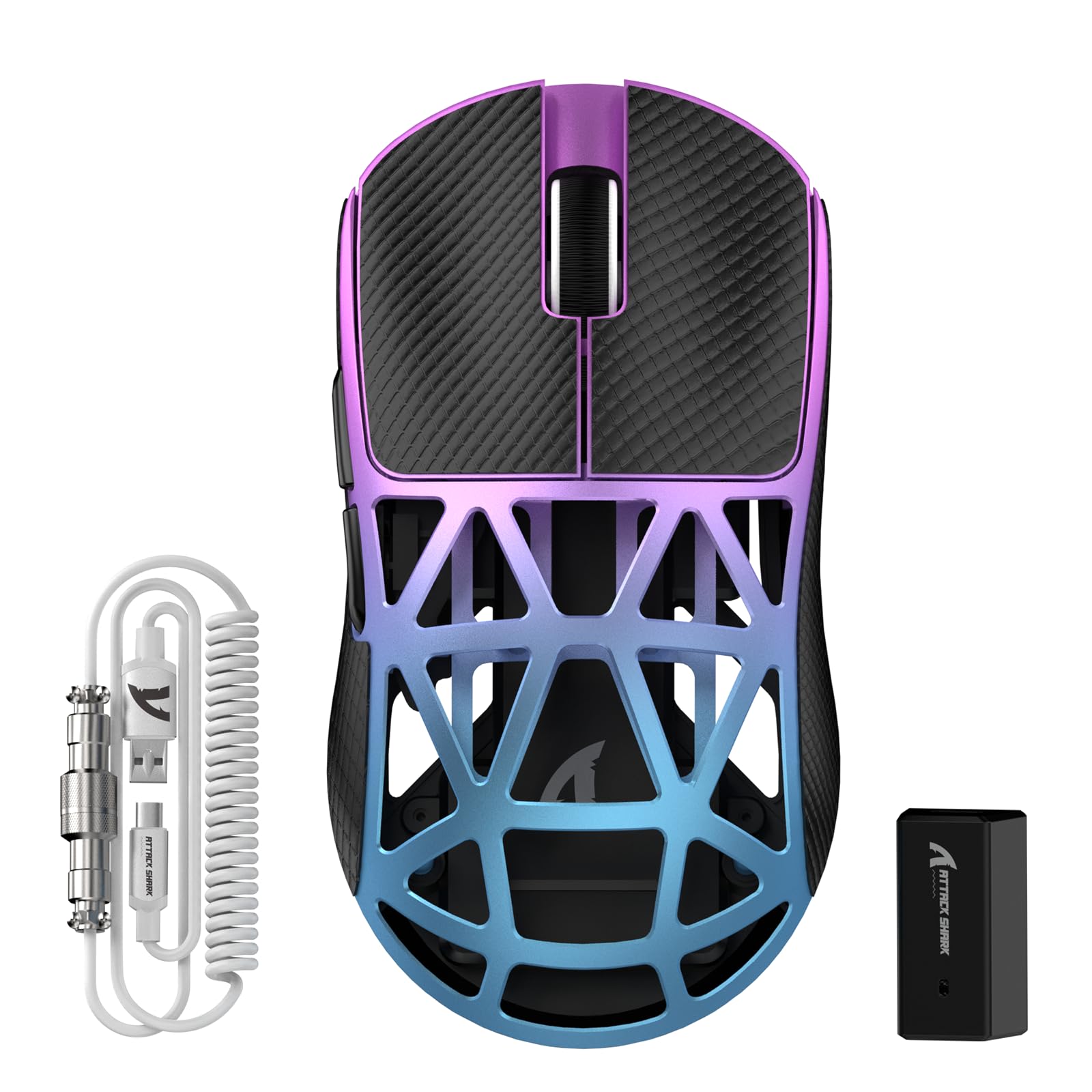 ATTACK SHARK R2PRO 45 g SuperLIGHT mysz do gier ze stopu magnezu, PixArt PAW3950, 42000 DPI, bezprzewodowa 8000 Hz, częstotliwość odpytywania, G502, mysz do gier, 2,4 G/BT/przewodowa, ze spiralnym