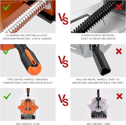 Miniatura 7 de Abrazadera de Ángulo Recto, Housolution PACK DE 4 Abrazadera de Esquina de Aleación de Aluminio de 90 de un Solo Mango, Herramienta de Abrazadera de