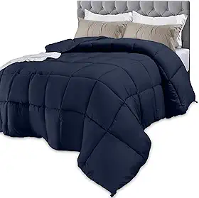 Edredom Utopia Bedding All Season 250 GSM – Edredom alternativo ultramacio – Enchimento de edredom de pelúcia de fibra siliconizada – caixa costurada, Azul marino, Queen, 1