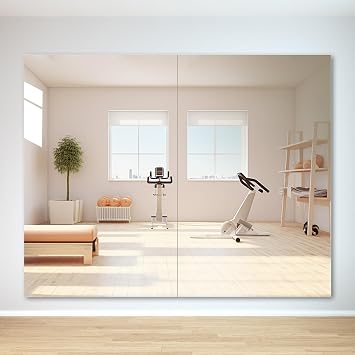 Hasipu Home Gym Workout Mirror 48" L x 30" W-2pcs Large Full Length Mounted Full Body Frameless Mirror for Workout, Yoga, Garage, Bedroom, Dance