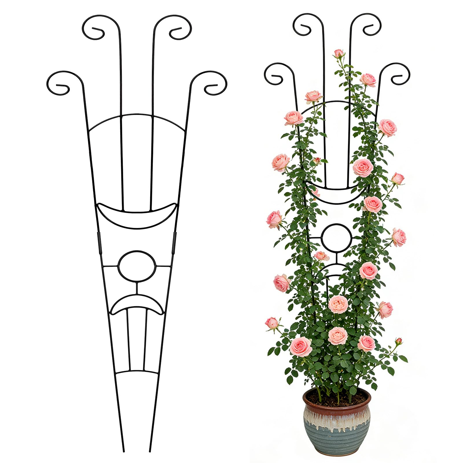 Traliccio da giardino per piante rampicanti, 2 tralicci in metallo per piante in vaso per interni ed esterni, pali di supporto espandibili e robusti per piante rampicanti Monstera Ivy Pothos