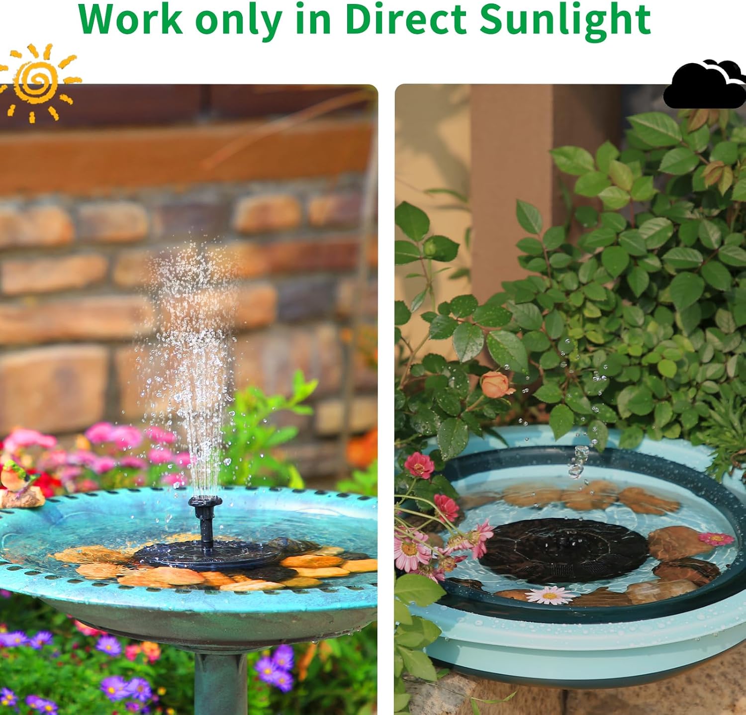 AISITIN 1W Solar Fountain 2025 Upgraded, Water Fountain Outdoor with 8 Nozzles Set & 4 Fixed Pipes, Solar Powered Water Fountain Pump for Outdoor Garden, Pond, Pool, and Bird Bath - Image 5