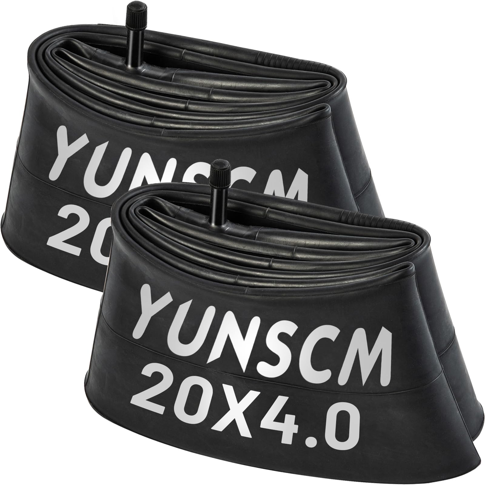 YUNSCM 2-PCS 20X4.0 Fat E-Bike Tubes AV32mm 20x3.5 20x4 E-Bike Inner Tubes Schrader Valve 20inch Fat Tube Compatible with Fat Bike 20 x 3.5/4.0 Electric Bicycle Tire Tubes