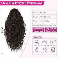 Vista 2 de REECHO Extensión de cola de caballo de 14" con clip de garra corta, extensiones de cola de caballo falsas, cola de caballo ondulada suave y rizada