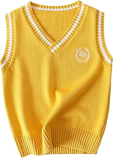 Chaleco de Punto Sin Mangas con Cuello en V para Niños y Niñas, Niños Ropa Estudiante con Cuello V para Otoño Primavera