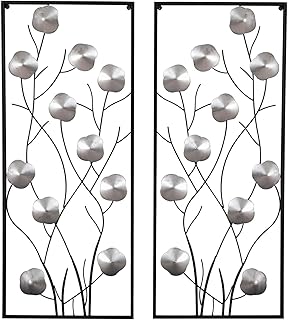 Metal Floral Wall Decor, Metal Wall Art Set of 2, Tall Cutout Wall Sculp...