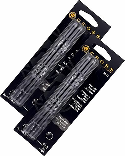 Miniatura 3 de Paquete de 2 cartuchos de tinta Cross para pluma estilográfica, cartuchos de tinta negra, 6 por tarjeta (8921)