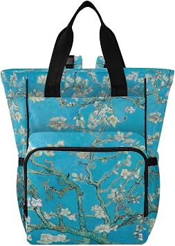 Diaper Bag Backpack,Large Travel Essentials Baby Bag,Maternity Nappy Bag Multi-functional Parents Back Pack Unisex Almond Blossom