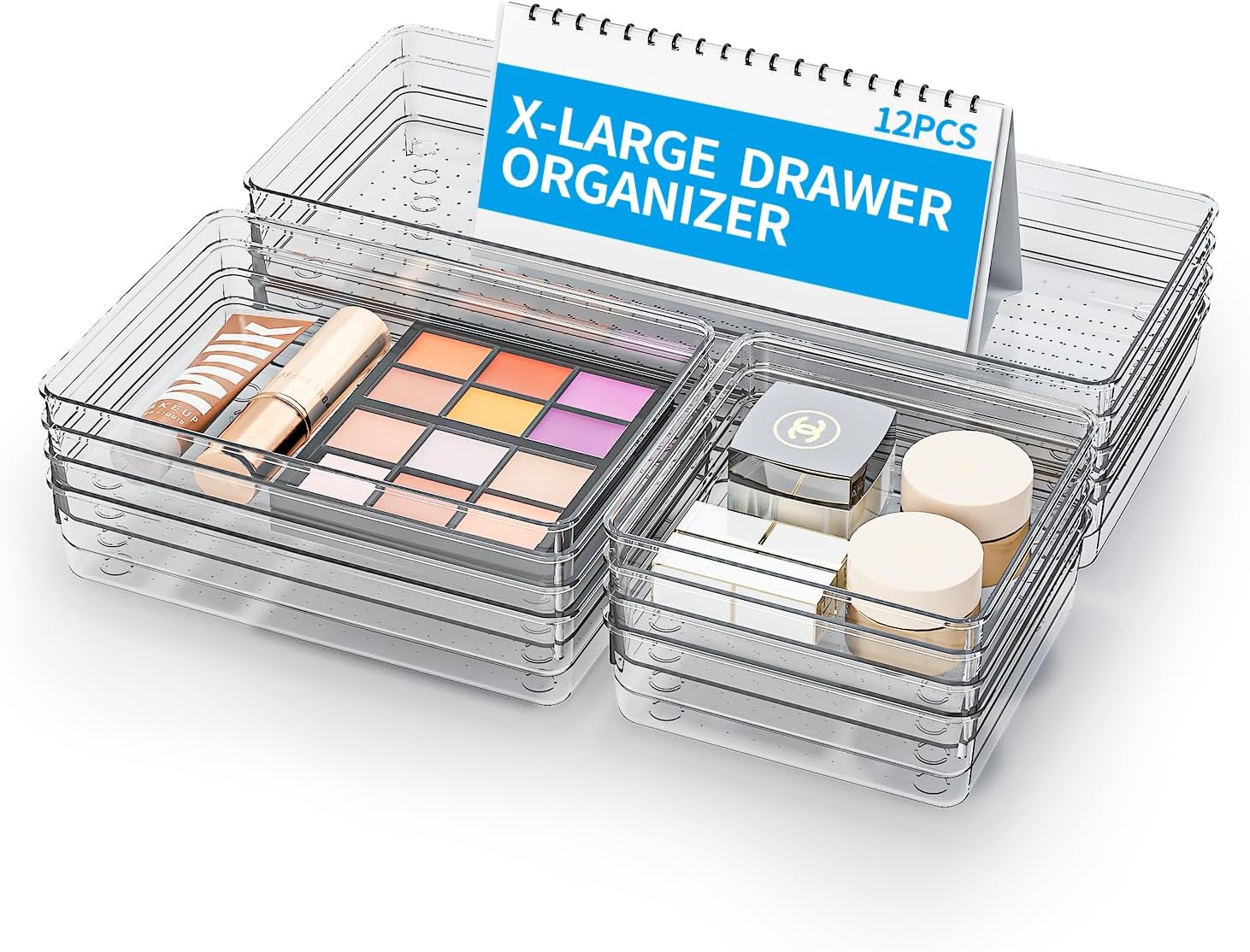 Amazon.com: 12 Pack Large Clear Closet Drawer Organizer Set, 3 Size ...