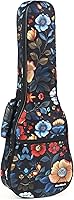 Vista 2 de CloudMusic Funda para ukelele - Mochila acolchada para concierto de 23 pulgadas (concierto, flores coloridas en negro)