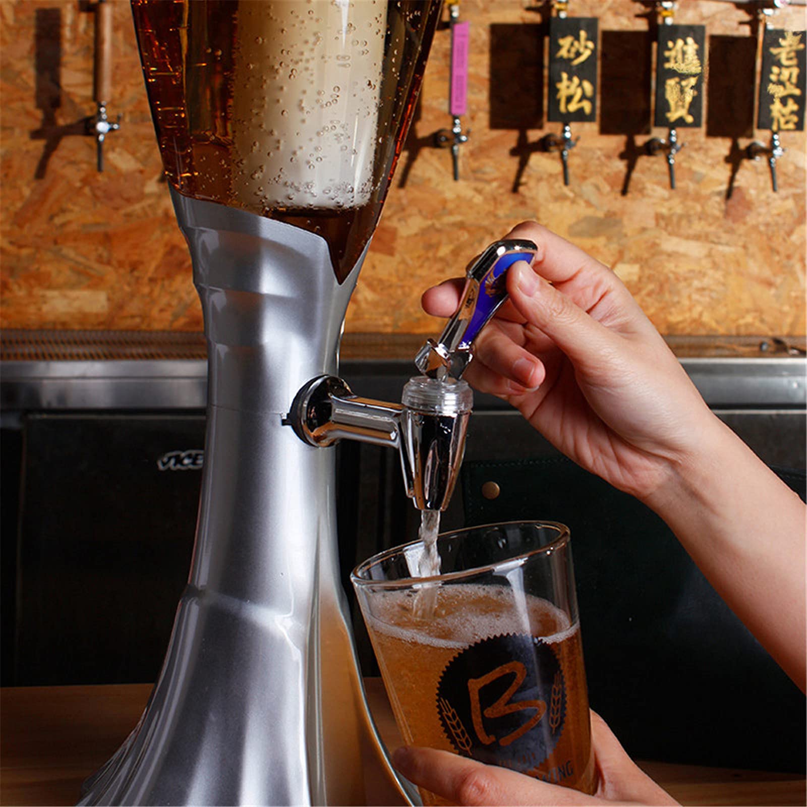 Wieża Piwa, Dozownik napojów Beer Tower Dozownik do napojów i napojów z latarnią Idealny na imprezy i gry, akcesoria do domowego baru,3,3.0L