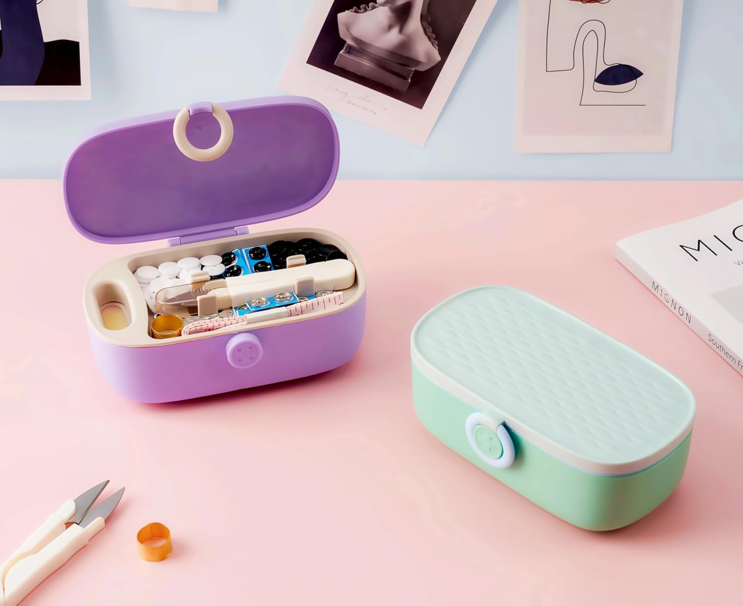 WANSHUNLMI Sewing Project Kit, 140 Pcs Travel Family Sewing