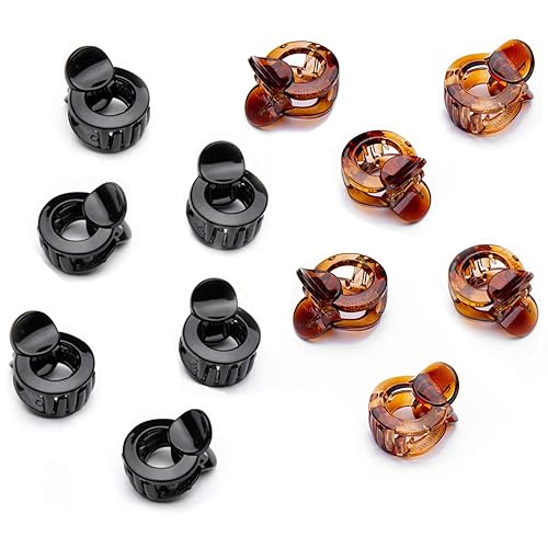 Cobahom 12 pinzas para el cabello de plástico para el cabello, accesorios de peinado redondo, pequeñas abrazaderas de mandíbula para cabello de