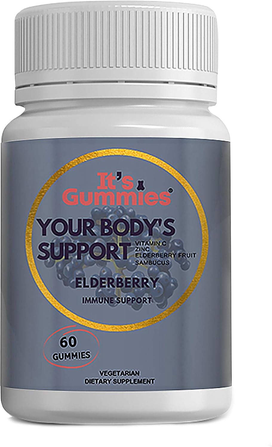 Elderberry Vitamin Gummmies Women and Men - 60 Count – Elderberry Sambucus Extract, Vitamin C, Zinc - Gluten-Free Non-GMO Vegetarian Multivitamin Gummies – It’s Gummies