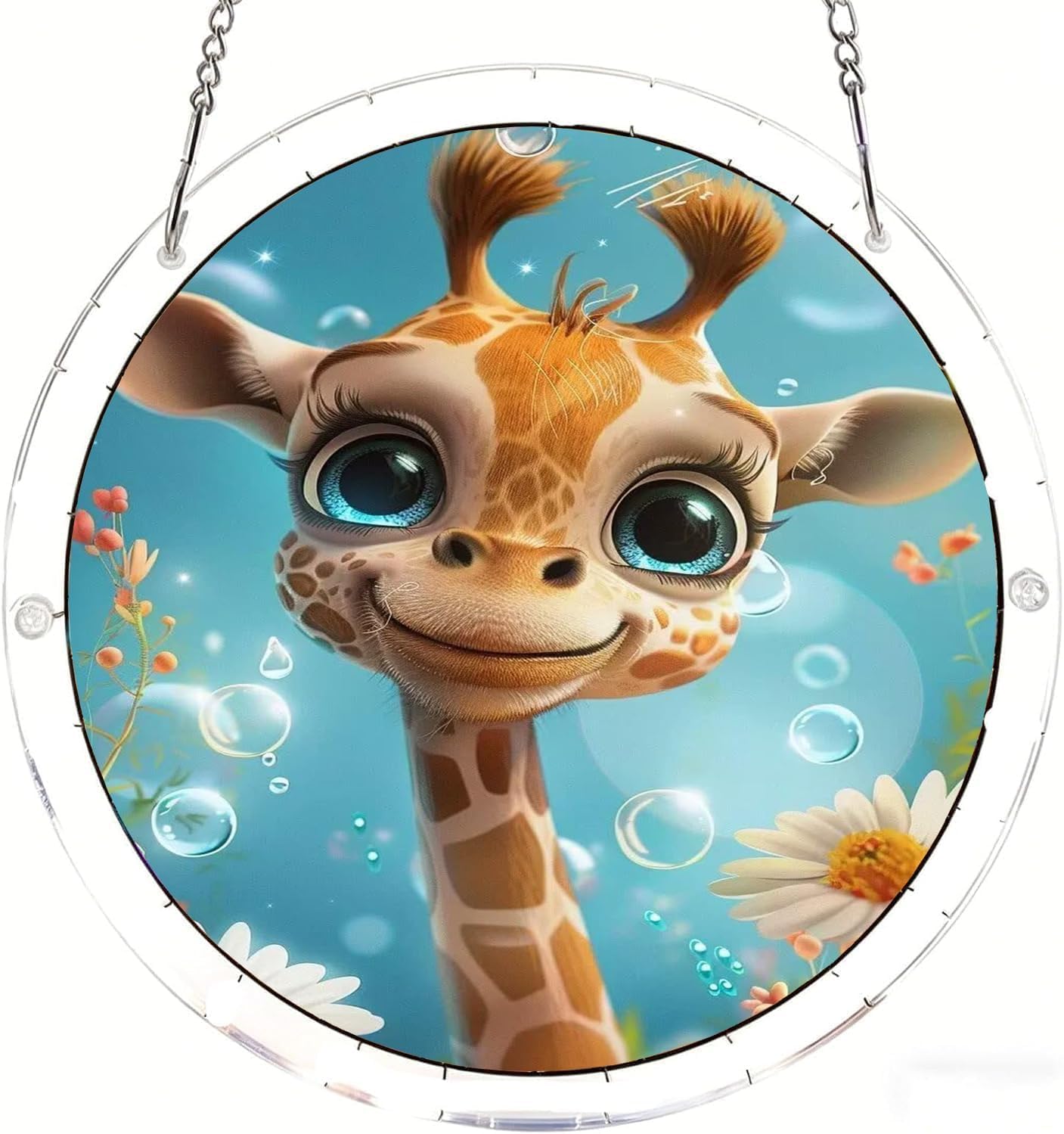 Happy Giraffe Acrylic Jigsaw Puzzles Suncatcher, 8.2 Inch Window Hanging Suncatcher Acrylic Puzzle, DIY Home Decor Art Gift