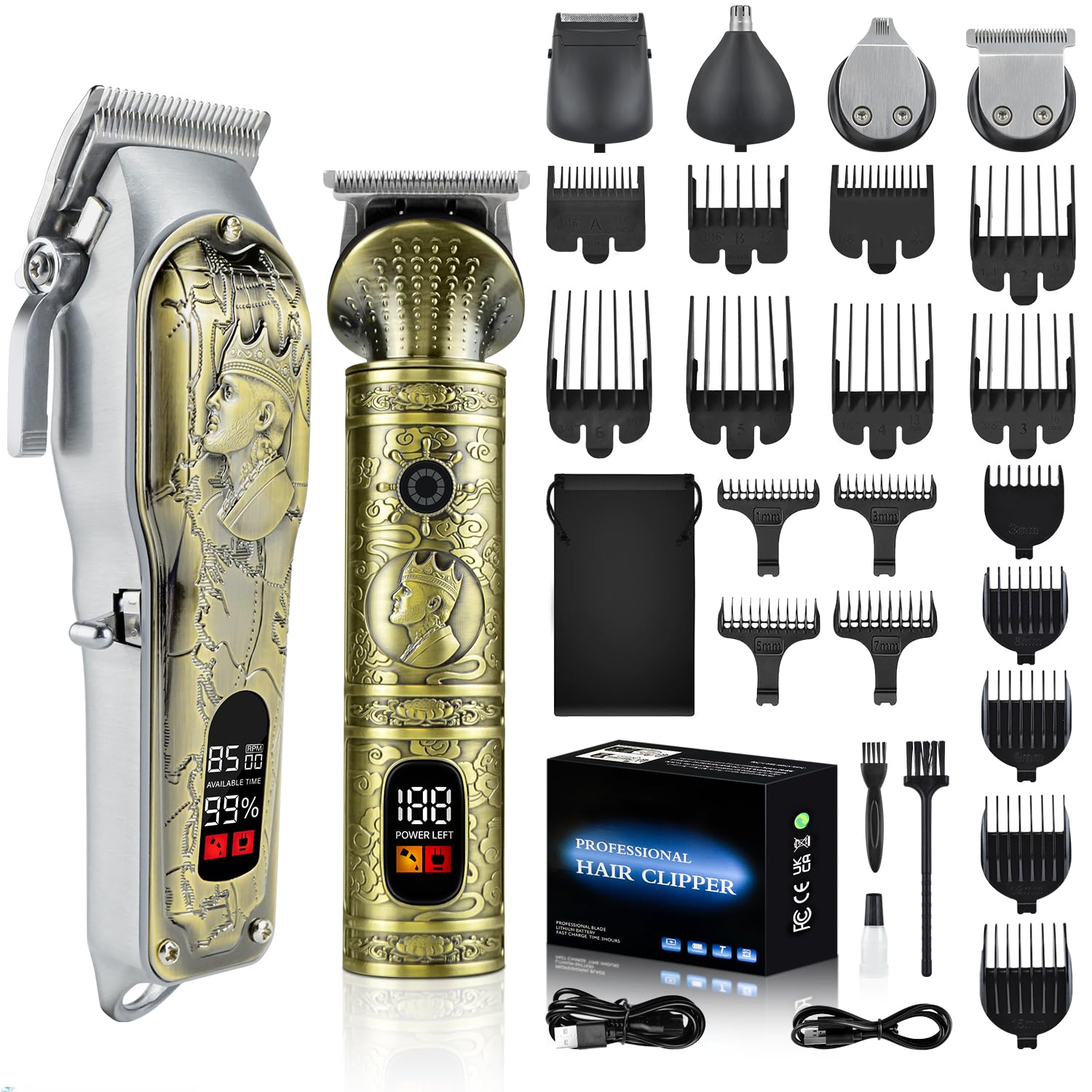 Tagliacapelli Uomo Professionale Rasoio Elettrico Barba Regolabarba Uomo Macchinetta Per Capelli Impermeabile Tagliapeli Tagliabarba Trimmer Regola Barba Professionale Con Display a LED